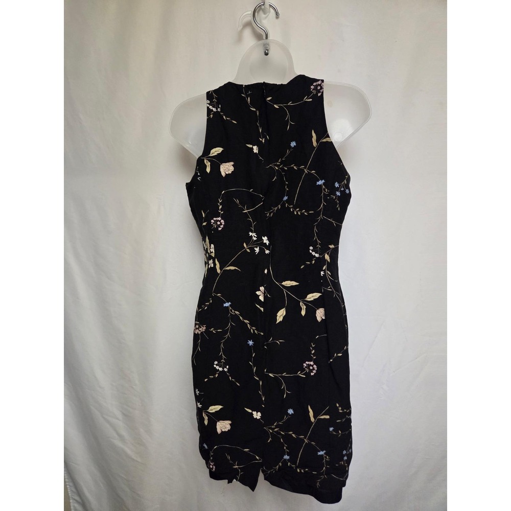 Vintage 90s Jones New York Dress Floral Print Sleeveless Black Size - Picture 2 of 5